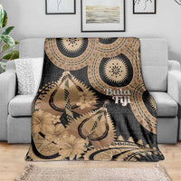 Black Bula Fiji Blanket Fijian Dance Fan Tapa Cloth Pattern
