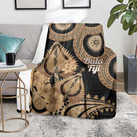 Black Bula Fiji Blanket Fijian Dance Fan Tapa Cloth Pattern