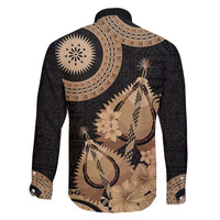 Black Bula Fiji Family Matching Long Sleeve Bodycon Dress and Hawaiian Shirt Fijian Dance Fan Tapa Cloth Pattern