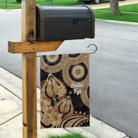 Black Bula Fiji Garden Flag Fijian Dance Fan Tapa Cloth Pattern