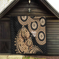 Black Bula Fiji Quilt Fijian Dance Fan Tapa Cloth Pattern