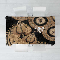 Black Bula Fiji Tablecloth Fijian Dance Fan Tapa Cloth Pattern