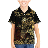 Frangipani Festival Rabaul Family Matching Mermaid Dress and Hawaiian Shirt PNG Tribal Baining Mask Tattoo LT14 Son's Shirt Black - Polynesian Pride