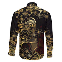 Frangipani Festival Rabaul Family Matching Off The Shoulder Long Sleeve Dress and Hawaiian Shirt PNG Tribal Baining Mask Tattoo - Polynesian Pride