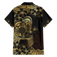 Frangipani Festival Rabaul Family Matching Off Shoulder Short Dress and Hawaiian Shirt PNG Tribal Baining Mask Tattoo - Polynesian Pride