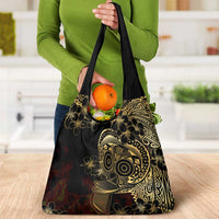 Frangipani Festival Rabaul Grocery Bag PNG Tribal Baining Mask Tattoo - Polynesian Pride