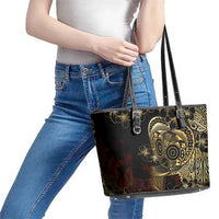 Frangipani Festival Rabaul Leather Tote Bag PNG Tribal Baining Mask Tattoo LT14 - Polynesian Pride