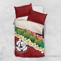 Frangipani Festival Rabaul East New Britain Bedding Set Dukduk Dance With Plumeria - Polynesian Pride