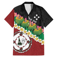 Frangipani Festival Rabaul East New Britain Family Matching Mermaid Dress and Hawaiian Shirt Dukduk Dance With Plumeria LT14 Dad's Shirt - Short Sleeve Red - Polynesian Pride
