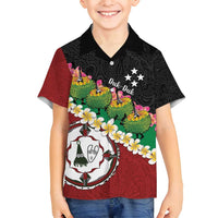 Frangipani Festival Rabaul East New Britain Family Matching Puletasi and Hawaiian Shirt Dukduk Dance With Plumeria LT14 Son's Shirt Red - Polynesian Pride