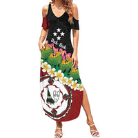 Frangipani Festival Rabaul East New Britain Family Matching Summer Maxi Dress and Hawaiian Shirt Dukduk Dance With Plumeria - Polynesian Pride