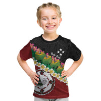 Frangipani Festival Rabaul East New Britain Kid T Shirt Dukduk Dance With Plumeria - Polynesian Pride