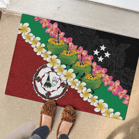 Frangipani Festival Rabaul East New Britain Rubber Doormat Dukduk Dance With Plumeria - Polynesian Pride