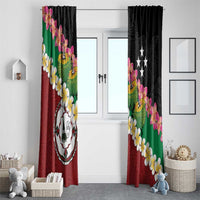 Frangipani Festival Rabaul East New Britain Window Curtain Dukduk Dance With Plumeria - Polynesian Pride