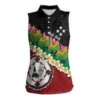 Frangipani Festival Rabaul East New Britain Women Sleeveless Polo Shirt Dukduk Dance With Plumeria LT14 Female Red - Polynesian Pride