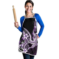Purple Black Aloha Hawaii Apron Polynesian Shark Tattoo Plumeria
