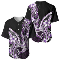Purple Black Aloha Hawaii Baseball Jersey Polynesian Shark Tattoo Plumeria