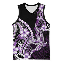 Purple Black Aloha Hawaii Basketball Jersey Polynesian Shark Tattoo Plumeria