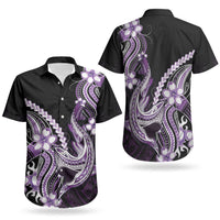 Purple Black Aloha Hawaii Couples Matching Summer Maxi Dress and Hawaiian Shirt Polynesian Shark Tattoo Plumeria LT14 - Polynesian Pride