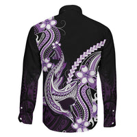 Purple Black Aloha Hawaii Family Matching Summer Maxi Dress and Hawaiian Shirt Polynesian Shark Tattoo Plumeria LT14 Son's Shirt Purple - Polynesian Pride