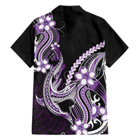 Purple Black Aloha Hawaii Family Matching Tank Maxi Dress and Hawaiian Shirt Polynesian Shark Tattoo Plumeria LT14 Dad's Shirt - Long Sleeve Purple - Polynesian Pride