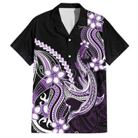 Purple Black Aloha Hawaii Hawaiian Shirt Polynesian Shark Tattoo Plumeria LT14 Purple - Polynesian Pride