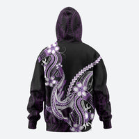 Purple Black Aloha Hawaii Hoodie Polynesian Shark Tattoo Plumeria