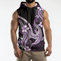 Purple Black Aloha Hawaii Sleeveless Hoodie Polynesian Shark Tattoo Plumeria