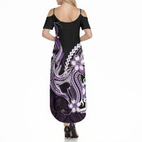 Purple Black Aloha Hawaii Summer Maxi Dress Polynesian Shark Tattoo Plumeria LT14 - Polynesian Pride