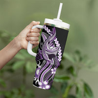 Purple Black Aloha Hawaii Tumbler With Handle Polynesian Shark Tattoo Plumeria LT14 - Polynesian Pride