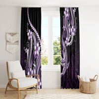 Purple Black Aloha Hawaii Window Curtain Polynesian Shark Tattoo Plumeria