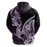 Purple Black Aloha Hawaii Zip Hoodie Polynesian Shark Tattoo Plumeria LT14 - Polynesian Pride