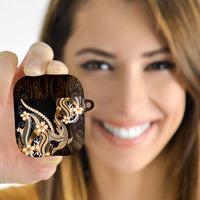 Orange Black Aloha Hawaii AirPods Case Polynesian Shark Tattoo Plumeria