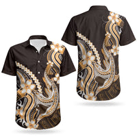 Orange Black Aloha Hawaii Couples Matching Summer Maxi Dress and Hawaiian Shirt Polynesian Shark Tattoo Plumeria LT14 - Polynesian Pride
