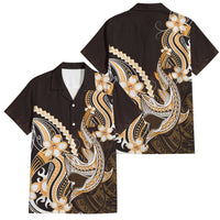 Orange Black Aloha Hawaii Family Matching Long Sleeve Bodycon Dress and Hawaiian Shirt Polynesian Shark Tattoo Plumeria LT14 Dad's Shirt - Short Sleeve Orange - Polynesian Pride