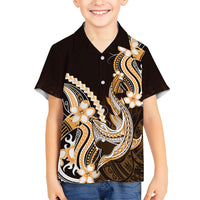 Orange Black Aloha Hawaii Family Matching Mermaid Dress and Hawaiian Shirt Polynesian Shark Tattoo Plumeria LT14 Son's Shirt Orange - Polynesian Pride