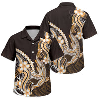 Orange Black Aloha Hawaii Family Matching Off Shoulder Maxi Dress and Hawaiian Shirt Polynesian Shark Tattoo Plumeria LT14 Son's Shirt Orange - Polynesian Pride