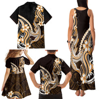 Orange Black Aloha Hawaii Family Matching Tank Maxi Dress and Hawaiian Shirt Polynesian Shark Tattoo Plumeria LT14 Mom's Dress Orange - Polynesian Pride