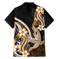 Orange Black Aloha Hawaii Family Matching Tank Maxi Dress and Hawaiian Shirt Polynesian Shark Tattoo Plumeria LT14 Dad's Shirt - Long Sleeve Orange - Polynesian Pride