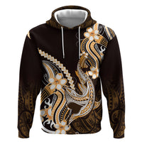 Orange Black Aloha Hawaii Hoodie Polynesian Shark Tattoo Plumeria