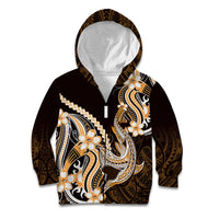 Orange Black Aloha Hawaii Kid Hoodie Polynesian Shark Tattoo Plumeria LT14 Zip Hoodie Orange - Polynesian Pride