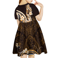 Orange Black Aloha Hawaii Kid Short Sleeve Dress Polynesian Shark Tattoo Plumeria LT14 - Polynesian Pride