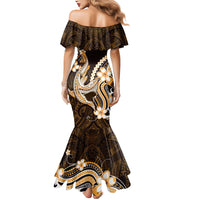 Orange Black Aloha Hawaii Mermaid Dress Polynesian Shark Tattoo Plumeria LT14 - Polynesian Pride