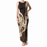 Orange Black Aloha Hawaii Tank Maxi Dress Polynesian Shark Tattoo Plumeria LT14 Women Orange - Polynesian Pride