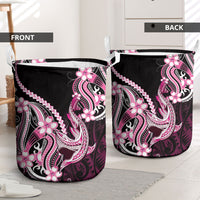 Pink Black Aloha Hawaii Laundry Basket Polynesian Shark Tattoo Plumeria