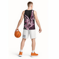 Pink Black Aloha Hawaii Basketball Jersey Polynesian Shark Tattoo Plumeria LT14 - Polynesian Pride