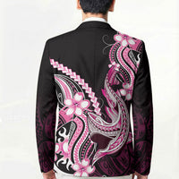 Pink Black Aloha Hawaii Blazer Polynesian Shark Tattoo Plumeria