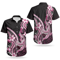 Pink Black Aloha Hawaii Couples Matching Summer Maxi Dress and Hawaiian Shirt Polynesian Shark Tattoo Plumeria LT14 - Polynesian Pride