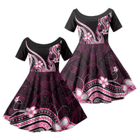 Pink Black Aloha Hawaii Family Matching Tank Maxi Dress and Hawaiian Shirt Polynesian Shark Tattoo Plumeria LT14 Daughter's Dress Pink - Polynesian Pride