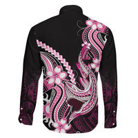 Pink Black Aloha Hawaii Family Matching Tank Maxi Dress and Hawaiian Shirt Polynesian Shark Tattoo Plumeria LT14 Son's Shirt Pink - Polynesian Pride